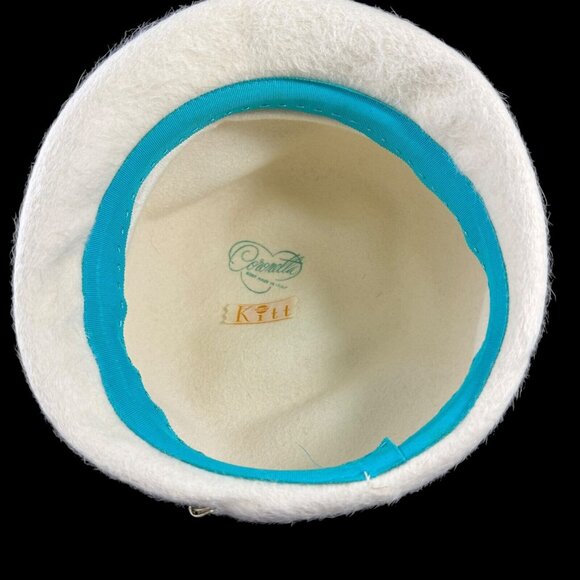 William Kitt White Wool Felt Hat with Chain Vintage 1960s Coronetta Italy - Picture 7 of 8